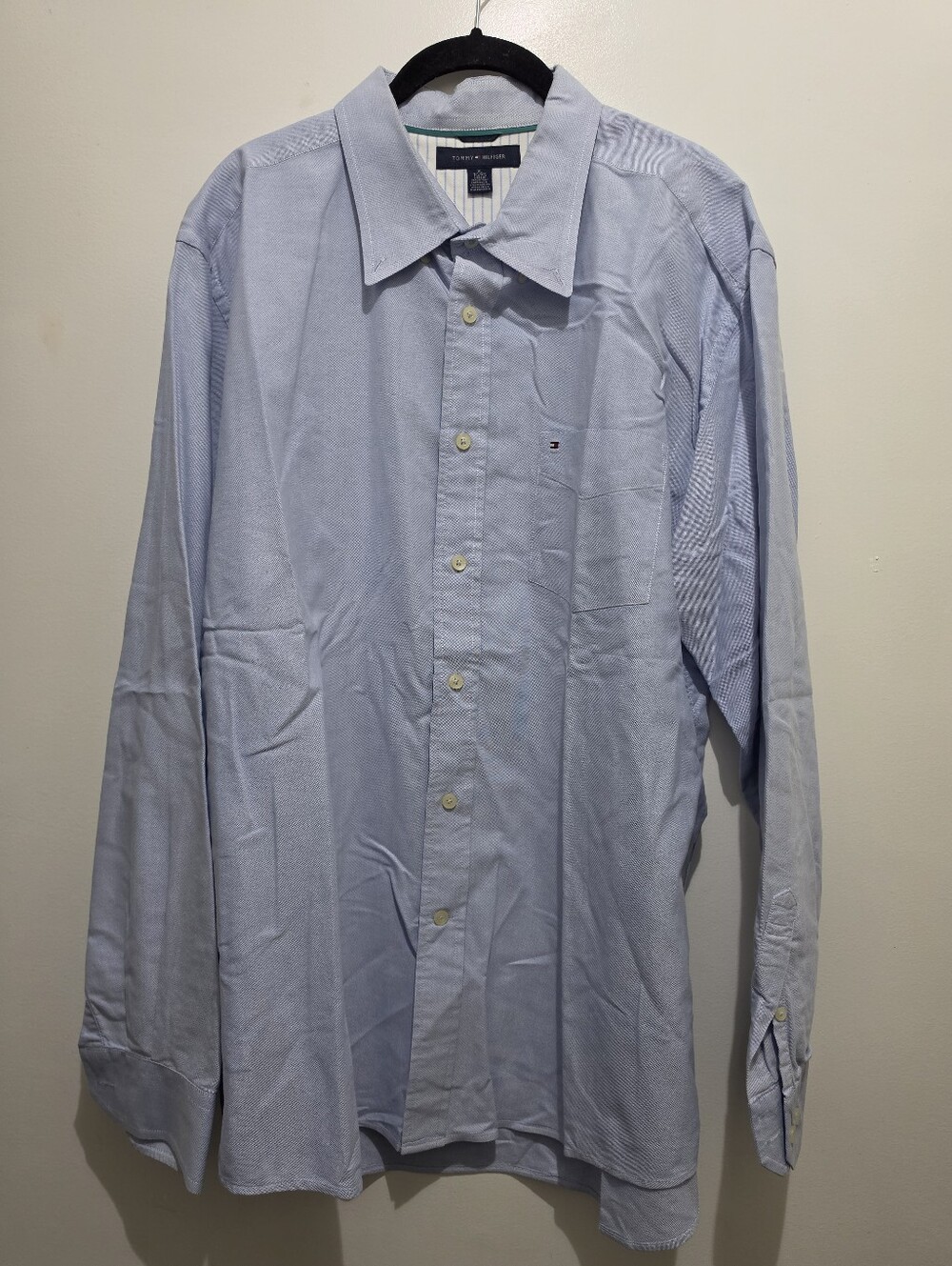 Tommy Hilfiger Pale Blue Men's Long-Sleeve Button-Down Shirt Xl